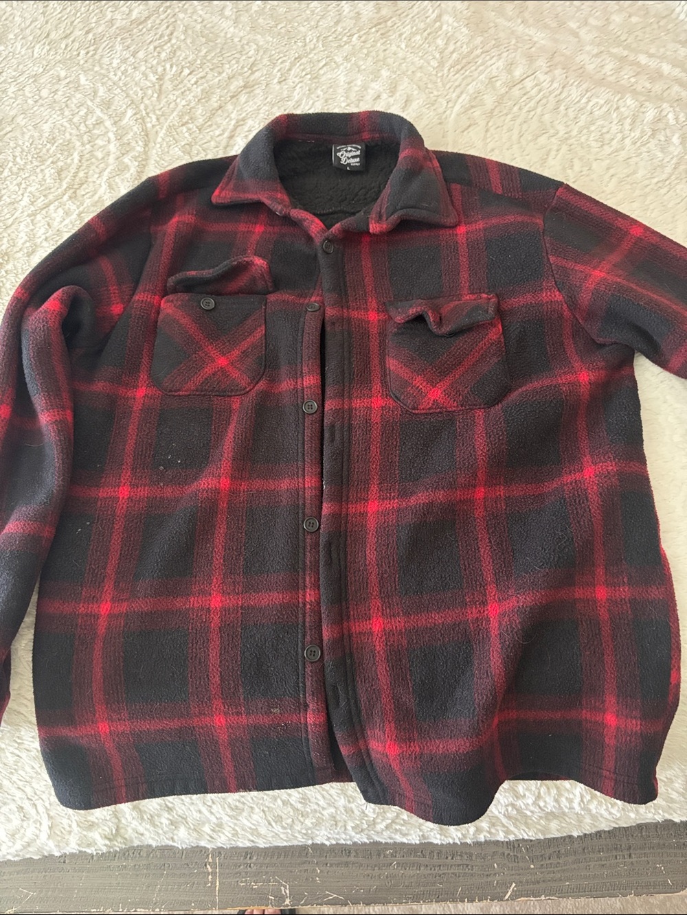 Original Deluxe Black & Red Plaid Fleece Shacket